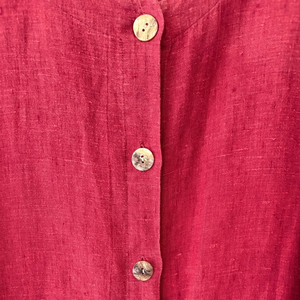 Dark Cherry Red 100% Linen Jacket with 2 patch pockets on front - Picture 12 of 13